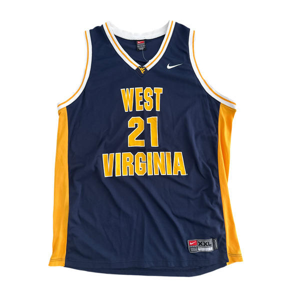 Vintage Y2K Nike West Virginia Mountaineers #21 Basketball Jersey XXL - Picture 1 of 4